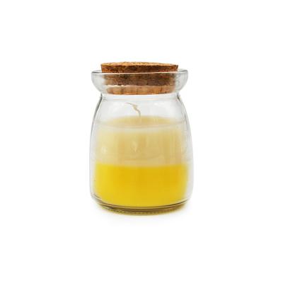 China Eco-friendly Natural Pudding Soy Jar Aroma Glass Candle Without Wax Flames for sale