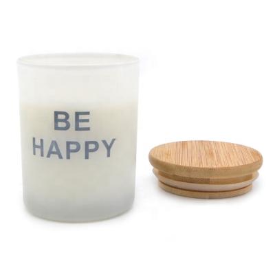 China Home Decoration Use Material Pillar Shape Lid Cover Candle Holder Wholesale Multicolor Frosted Glass Bamboo Jar for sale