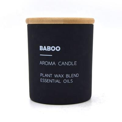 China Home Decoration A07MZ 7oz Screen Printed Soy Wax Candle Black Frosted Glass Scented Jar For Home Decoration for sale