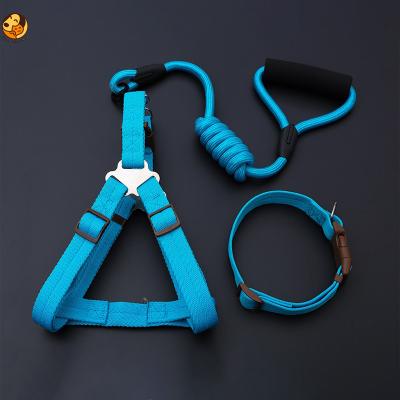 China 2021Adjustable Designer Soft Collar Leash Padded Reversible Dog Pet Harness Set for sale