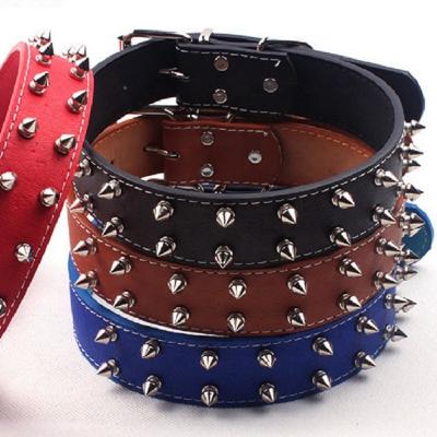 China Viable Factory Adjustable High Quality Luxury Pet Collar Dog Collar Rivets Dog Collar Spike for sale