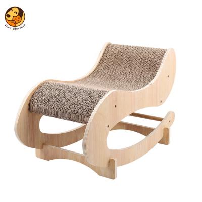 China Factory Sustainable Wood Corrugated Cardboard Pet Toys Cat Scratch Post Board Lounge Cat Scratcher Bed for sale