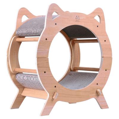 China High Quality Luxury Wooden Cat Scratcher House Bed Corrugated Cat Scratcher Toys From Viable Factory for sale