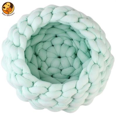 China Newest Round Nest Warm Deep Sleep Pet Dog Bed Breathable Modern Knitted Luxury Pet Beds For Dogs for sale