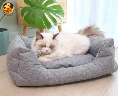 China New Style Sustainable Wholesale Cotton Rectangle Pet Bed Sofa Warm Soft Dog Sofa Bed Luxury Cat Sofa Bed for sale