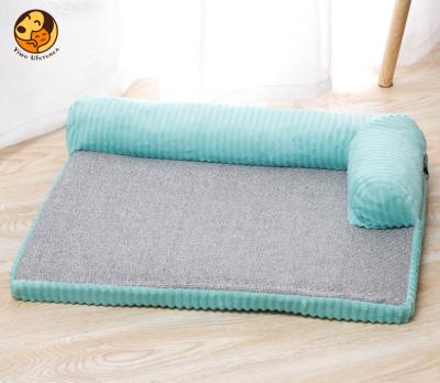 China Cat Bed Breathable Rattan Living Room Sofa Cat Sofa Bed L-Shaped Style Pet For Summer Pet Beds Lie Down for sale