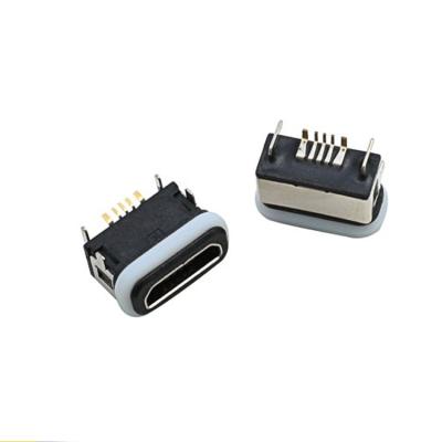 China Waterproof Type C 6PIN PCB SMD Strong Oxidation USB IP68 USB Socket Waterproof Receptacle Connectors Female 6 SMT Circuits For for sale