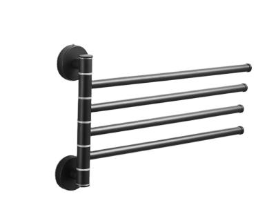 China Hot Selling Rotating Wall Mounted Towel Rack Bathroom Black Movable Towel Rail Towel Rail With Wholesale Price for sale