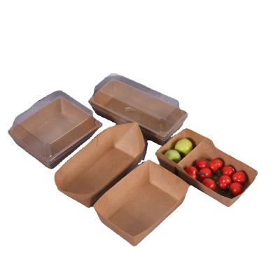 China Deli Recycled Materials Cardboard Fast Food Wrapping Paper Boxes Chips Paper Box Kraft Boxes With Clear Lids for sale