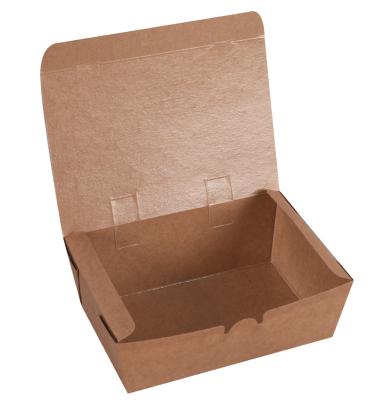 China Recycled Materials Flip Food 8x8x2.5 Inch Craft Paper Box Cardboard Lunch Boxes Kraft Paper Meal Box for sale