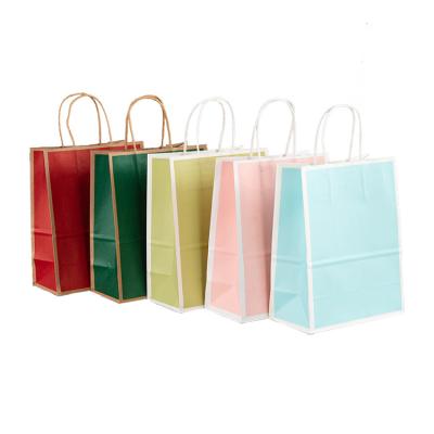 China Recyclable Custom Design Bakery Bread Tote Bags Takeaway Food Kraft Coffee Paper Bag for sale