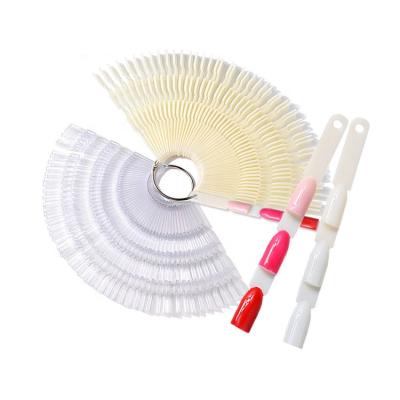 China Clear Natural Design 150 Tips Fan Nail Tips Display Stand with Bamboo Nail Art Tips Design Practice Display for sale