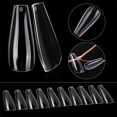 China 600pcs/Bag Classic Design T Shape Long Coffin Nail Tips Full Cover Flat Nail Tips for sale