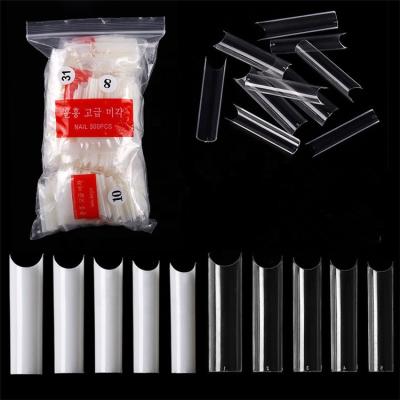 China 500Pcs/Bag C Design Curve Extra Long Nail Tips Clear Natural For Nail Art Beauty for sale