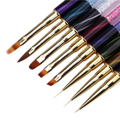 China 1Pcs Professional Acrylic Nail Brush Case Nail Handle 3D Nails Ombre Cat Eye Colorful Rhinestones Pen Brush for sale