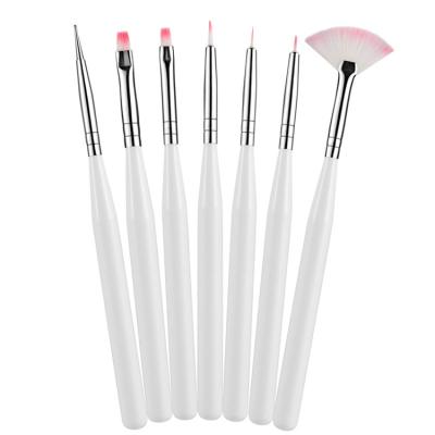 China 7Pcs/set White NAIL DIY Nail Brush Round Pen Handle Brush Nail Economic For Manicure New for sale