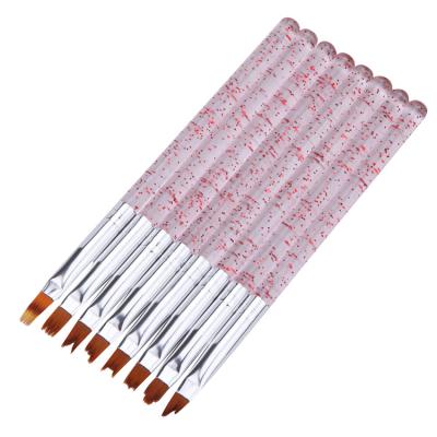 China 8Pcs/set NAIL Glitter Handle Nail Art Brush Painting Drawing Flower Transparent Brush Nai Art Pen for sale