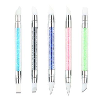 China 5pcs/set 2021 NAIL Heads Silicone Nail Drill Double Pen Acrylic Handle Dotting Pencils Nail Art Picker Pen Manicure Tool for sale