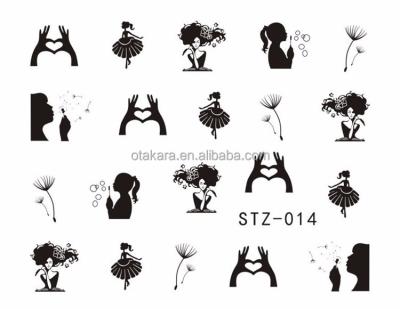 China 2D NEW Dandelion 1Sheets White / Nail Art Water Transfer Sticker Decals DIY Tips Black Beauty Girl for sale