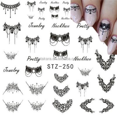 China 1 2D Nail Art Decals DIY Black Leaves Necklace Jewelry Design Fashion Water Transfer Sticker Manicure Styling Tools for sale