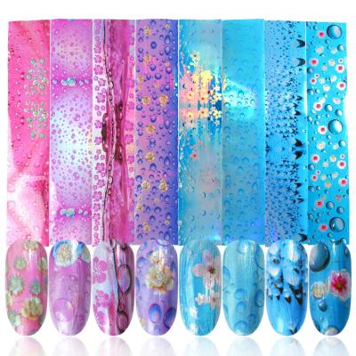 China 3D Mixed 16 Designs Waterdrop Foil For Nail Slider 3D Bubble Holographic Green Pink Transfer Sticker Sets On Nails Manicure for sale