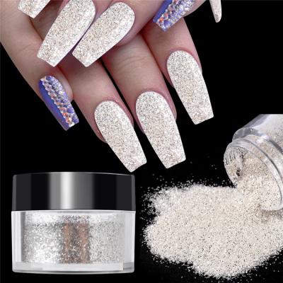 China 5ml/Jar 3D Nail Art Glitter Sequins 3D Hexagon Chrome Nail Powder Shimmer Silver Silver Nail Dye for sale