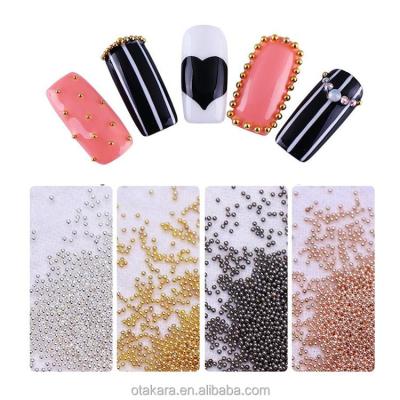 China 3D 1kg/bag/Rose Gold Silver /Black 0.6mm/0.8mm/1.0mm/1.2mm/1.5mm 3d Gold Nail Art Decorations Mini Round Metal Pearl Balls Caviar for sale