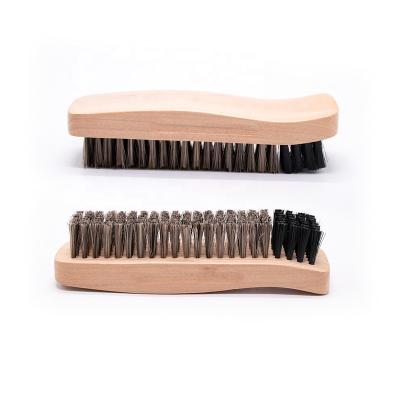 China Cheap Shiny Plastic Wooden Nubuck Suede Shoe Brush Cleaning Brush Dauber Shoe Cleaner For Shiny Shoes for sale