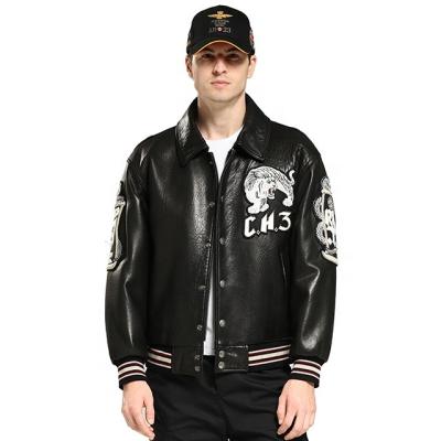 China QUICK DRY 2022 High quality men's real leather Jacket Winter bomber motorcycle 100% sheepskin men's leather jacket for sale