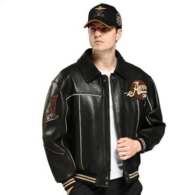 China QUICK DRY 2022 High quality men's real leather Jacket Winter bomber motorcycle 100% sheepskin men's leather jacket for sale