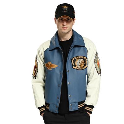 China QUICK DRY 2022 High quality men's real leather Jacket Winter bomber motorcycle 100% sheepskin men's leather jacket for sale