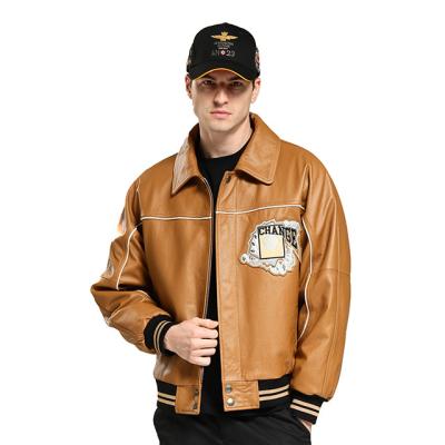 China QUICK DRY 2022 High quality men's real leather Jacket Winter bomber motorcycle 100% sheepskin men's leather jacket for sale