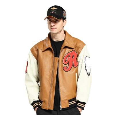 China QUICK DRY 2022 High quality men's real leather Jacket Winter bomber motorcycle 100% sheepskin men's leather jacket for sale