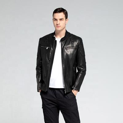 China Regular Popular and customizable - High quality black men's real leather jacket for sale