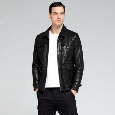 China QUICK DRY Popular and customizable - High quality black men's real leather jacket for sale