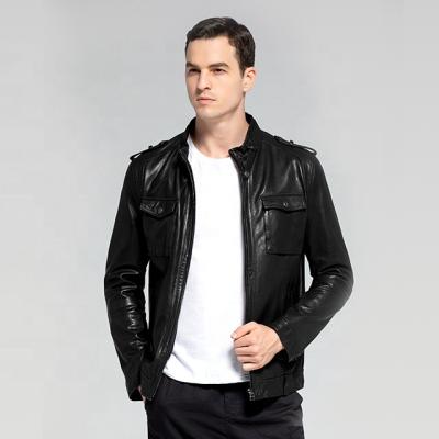 China QUICK DRY Popular and customizable - High quality black men's real leather jacket for sale