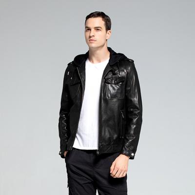 China QUICK DRY Popular and customizable - High quality black men's real leather jacket for sale