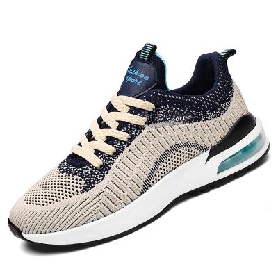 China Rubber Fashion Knitted Popular Air Cushion Man And Woman Running Shoes For Sport for sale