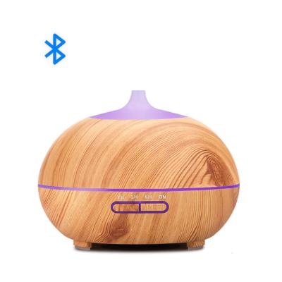 China Popular Points of Power- 2022 Waterless 550ml Aroma Diffuser Bluetooth Baby Wood Grain Portable Lightweight Humidifier with Colorful Led Bluetooth Lamp for sale