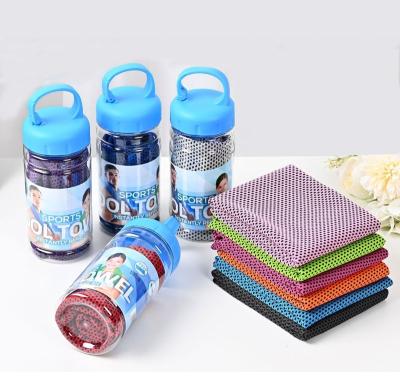 China Viable Instant Bottle Carry Towel Soft Breathable Cool Quality Customize Logo Feeling Cold Dry Sport Instant Cooling Towel Quickly for sale