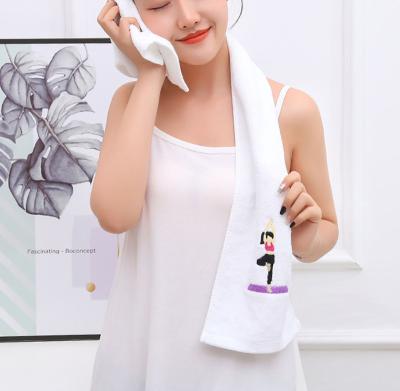 China Quick-Drying Gym Towels Embroidery Logo Tennis Yoga Workout Cotton Sport Soft Sweaty White Towels for sale