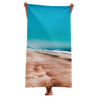 China Wholesale seaworthy microfiber sports towel low MOQ custom big logo swimming digital printed beach towel for sale