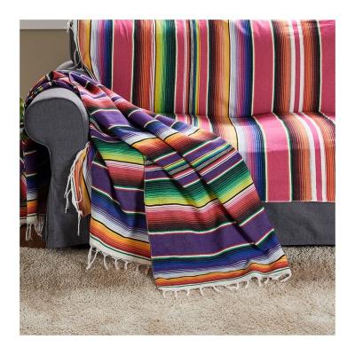 China PORTABLE Colorful Serape Blanket Woven Oversized Throw Party Tablecloth Mexican Beach Yoga Blanket for sale