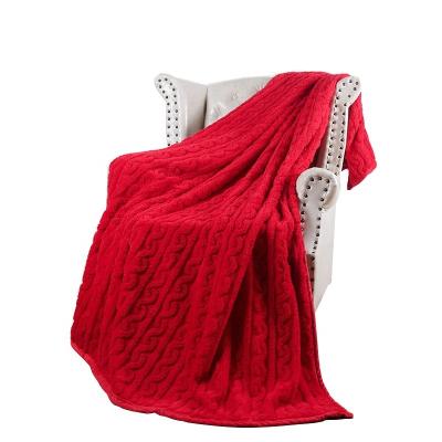 China Jacquard Throw Sofa Decorative Super Warm Fuzzy Sherpa Fleece Cozy Thick Couch Bed Cover Soft Jacquard Bed Blanket for sale