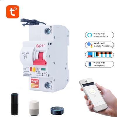 China Tuya smart life Lapland wifi mcb remote control circuit breaker for Amanzon Alexa and Google home 10KA for sale