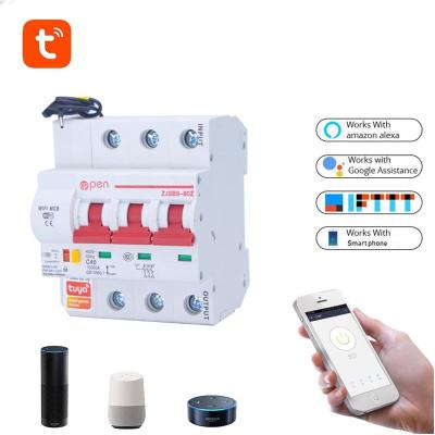 China Tuya smart life 3P 400V Amanzon Alexa and Google home din remote control rail wifi mcb modular circuit breaker 10KA for sale