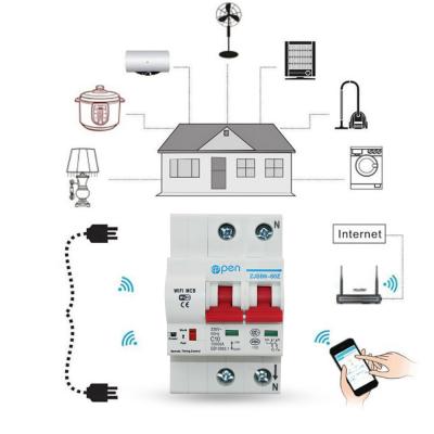 China 2P 10A wifi remote control circuit breaker for Amanzon Alexa and Google home with 10KA overload and short circuit protection for sale