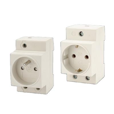 China EU Standard 35mm Din Rail Mount AC Outlet Socket 16A 250V Modular Connector Gray Residential General-Purpose Industrial FR for sale