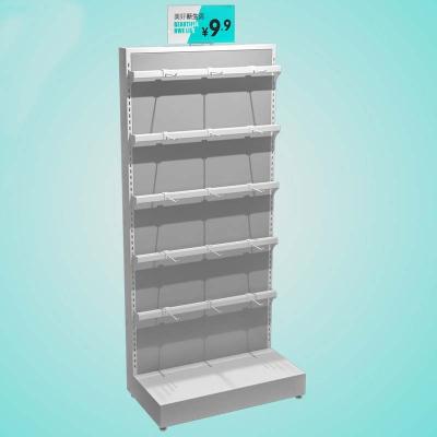 China Single Sided Metal Supermarket Display Stand Miniso Display Rack Retail Shelves for sale