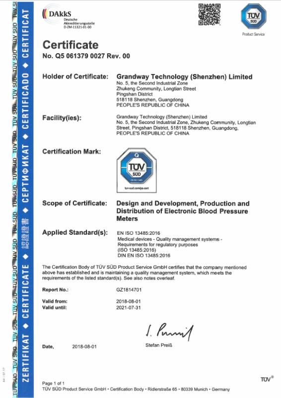 ISO13485 - Grandway Technology (shenzhen) Limited